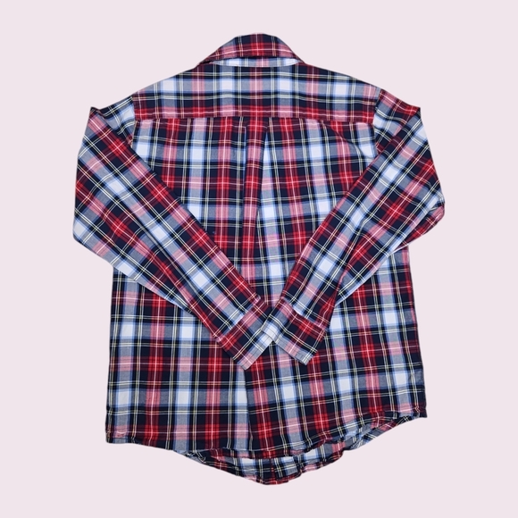 Janie and Jack Boys Button Down Shirt Red Blue Size 6 - Picture 3 of 3